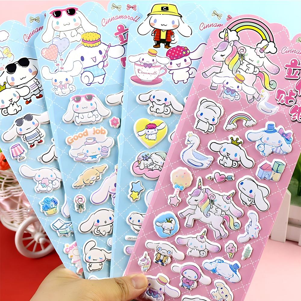Kawaii Sanrio 3D Puffy Stickers Cute Anime Kuromi My Melody Cinnamoroll Bubble Sticker Decorative Luggage Laptop Decals Toy Gift