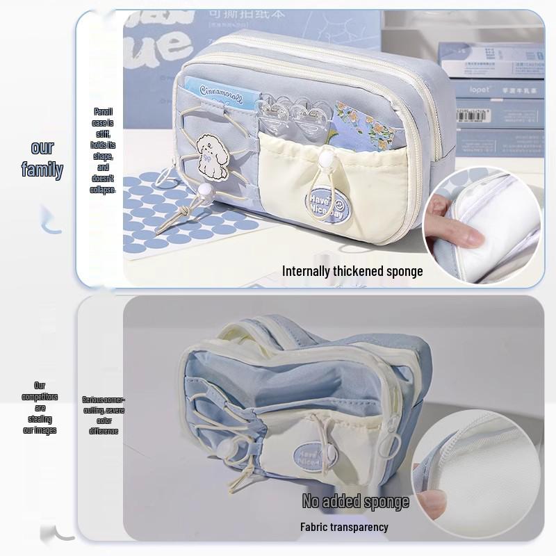 Large Capacity Multi-Layer Pencil Case - Cute Stationery Box with Drawstring Design