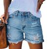 Summer ripped straight-leg jeans, women's denim shorts, fashionable, casual, breathable and comfortable jeans
