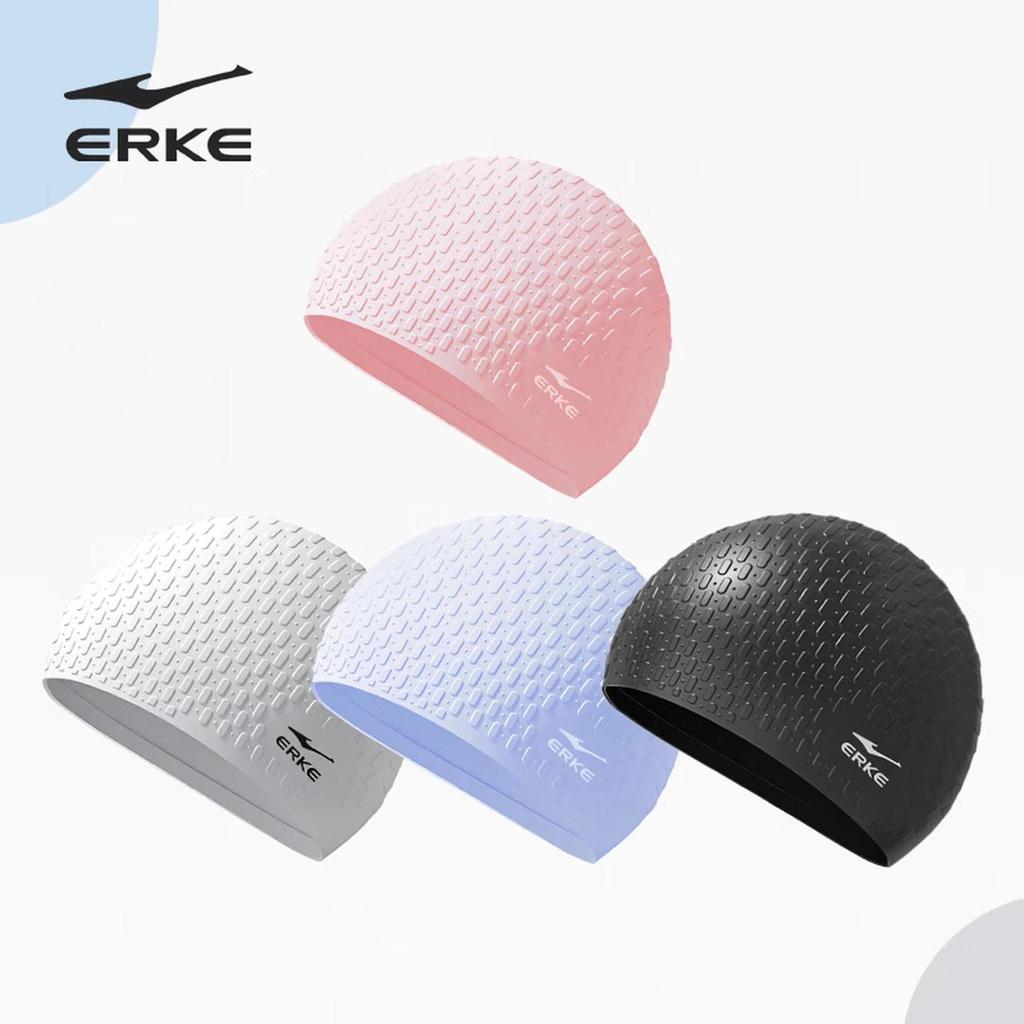 ERKE Silicone Swimming Cap, Waterproof, Non-Slip, Comfortable, Long Hair Specific, Black