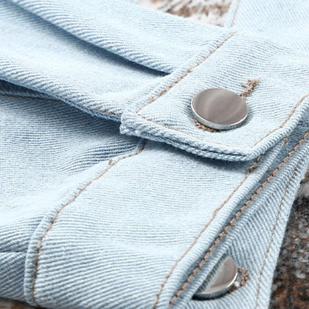 Women Plaid Button Long Sleeve Denim Jacket Fashion Plaid Stitching Jacket