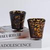 Fashion Brown Tortoise Glass Cup Leopard Print High End Water Glass for Family Gathering Office Use