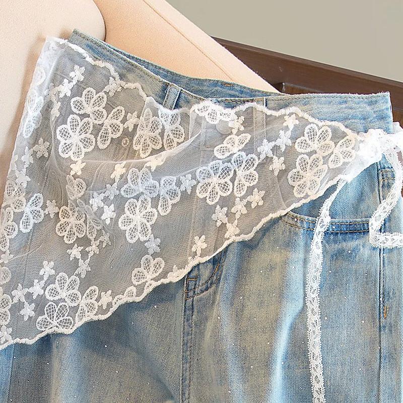 Sibaisha Women's Retro Ripped Wide-Leg Jeans