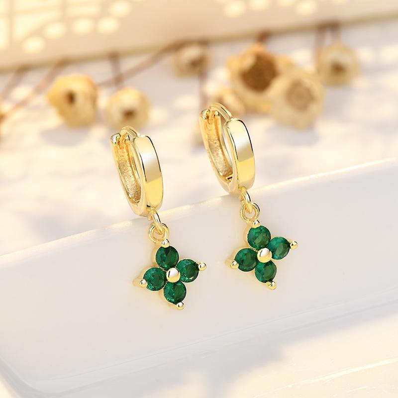 

Серьги-клевер четырехлистник геометрические цветочные с бриллиантами темпераментные серьги-кольца многоцветный циркон украшение для ушей