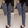 Trendy High-Waisted Elastic Denim Harem Pants for Middle-Aged & Elderly Mothers - Lightweight Spring/Summer Style
