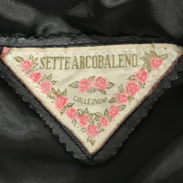 SETTE ARCOBALENO Cow Leather Trench Coat Waist Belt Epaulettes Black Women's L(USED)