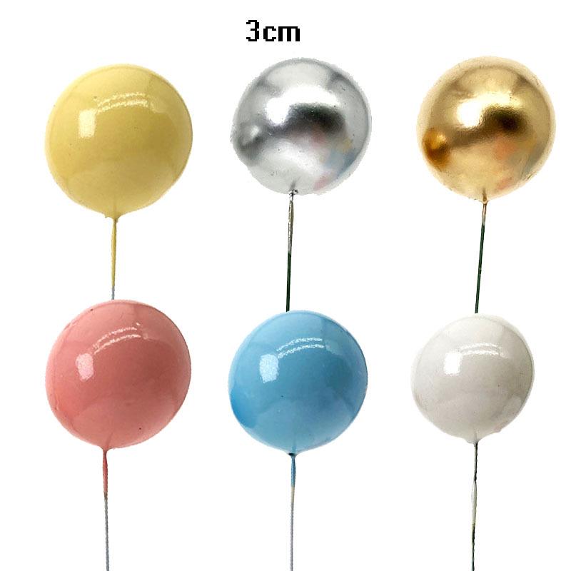 Gold & Silver Ball Cake Decoration Set, 3cm Beads for Dessert Table Decor