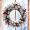 Red Berries Christmas Pine Wreath Evergreen Frosted Pine Berry Wreath  Home Wedding