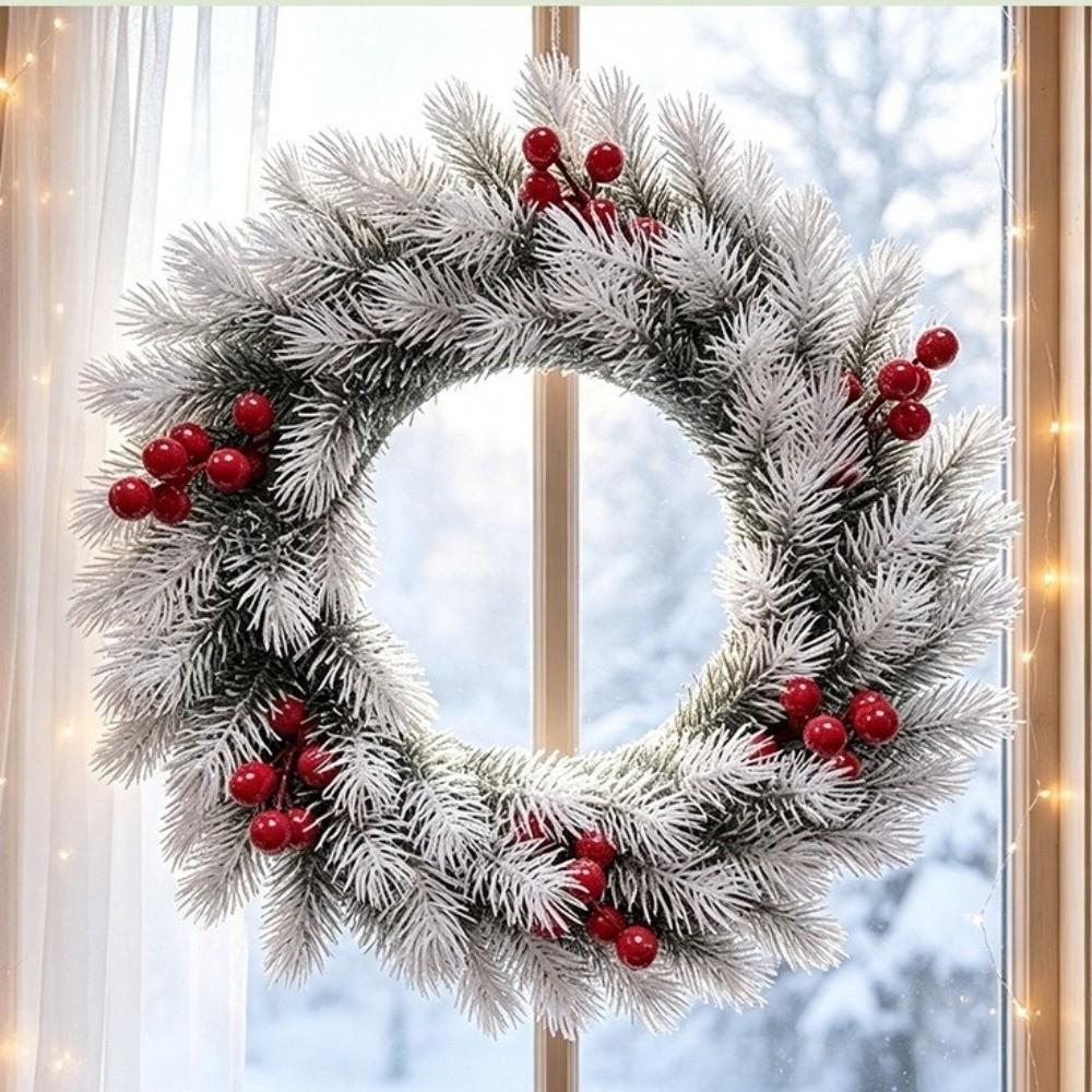 Red Berries Christmas Pine Wreath Evergreen Frosted Pine Berry Wreath  Home Wedding