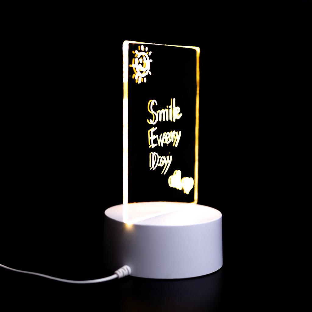 Creative USB luminous base Acrylic LED Message Note Board Light Erasable 3D Night Light Warm White With Pen Gift For Children