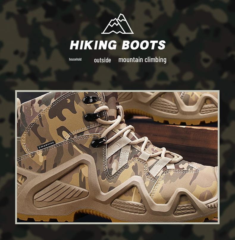 Men's High-Top Camouflage Martin Boots, Size 46: Non-Slip, Height-Boosting Tactical Hiking Shoes