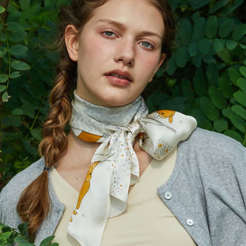 ANA MAISON Lovely Rabbit Long Petit Silk Scarf [PML-1432]