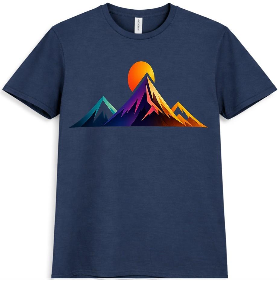 Mountain Sunset T Shirt Colorful Range Landscape Adventure Hiking Graphic Tee