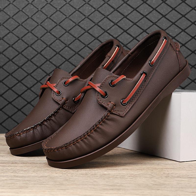 Fashion Mens Loafers Casual Leather Flats Shoes Breathable Slip On Shoes for Male Work Office Driving Sneakers Comfortable Zapatos