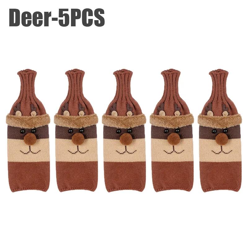 Christmas Decoration Santa Snowman Wine Bottle Cover Knitted Champagne Bottle Cozy For Restaurant Decor Festive Table Setting