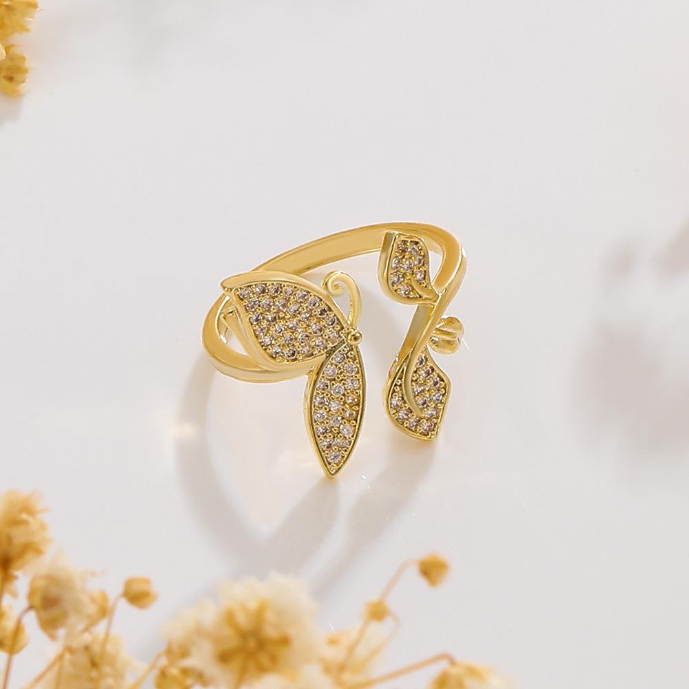 Europäischer & Amerikanischer Stil Kreative Kupfer Diamant Schmetterlingsringe für Damen - Zeigefinger Design