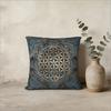 Flower Of Life Mandala Pillow Cover Blue Gold Geometric Print Soft Throw Pillow Case For Yoga Meditation Home Decor Gift