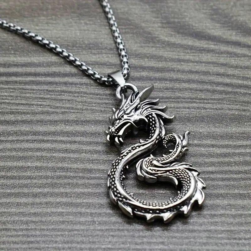 Chinese Dragon Pendant Necklace, 2024 Year of The Dragon Zodiac Jewelry