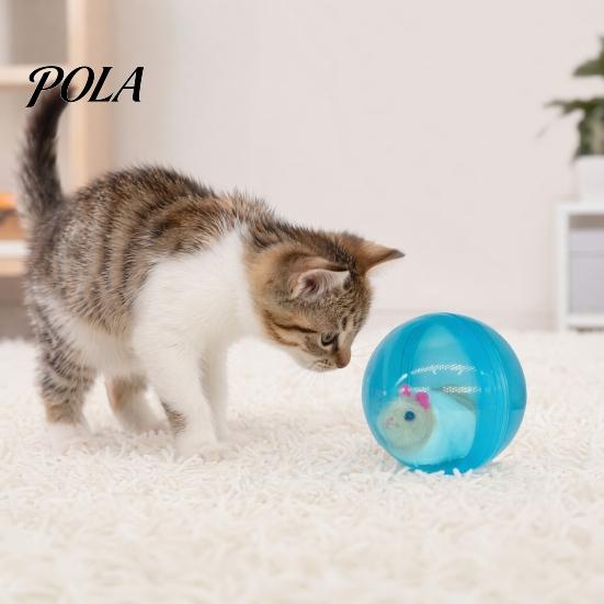 Selbstrollendes interaktives Katzenspielzeug, Automatischer rollender Ball mit Hamster- oder Kaninchen-Plüschtier innen, Elektrischer simulierter sich bewegender Tierball für Katzen Hunde
