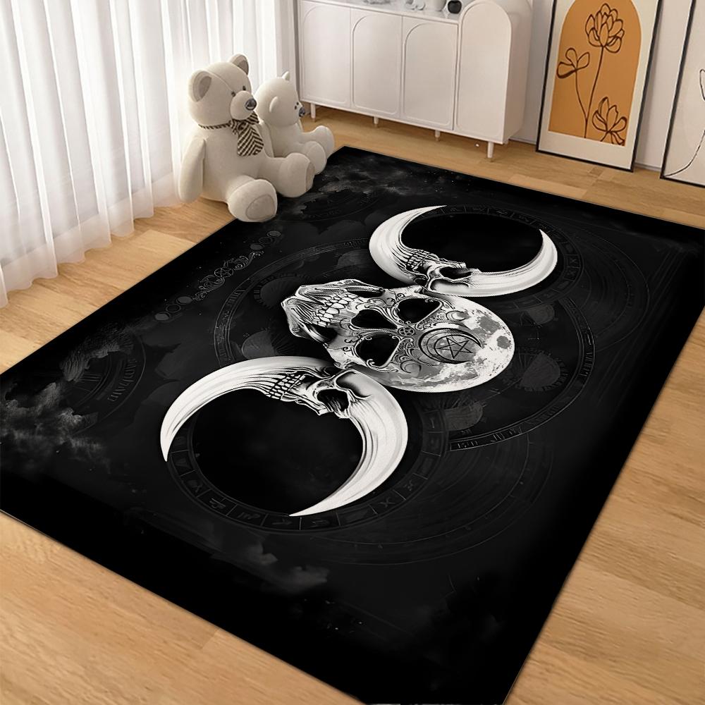 Dark Gothic Pentacle Ruby Accents Patterned Rug Nonslip Thick Carpet For Living Room Bedroom Hallway Home Decor Birthday Gift