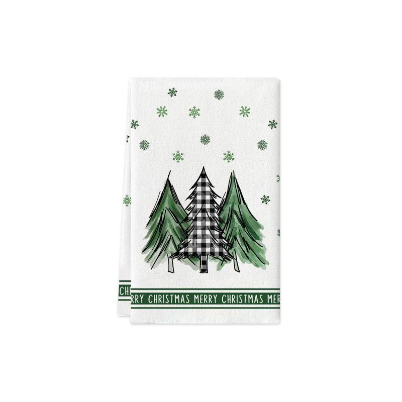 Christmas Kitchen Towel Nordic Style Snowman Print Dish Multipurpose Cotton Tea Home Holiday Decor