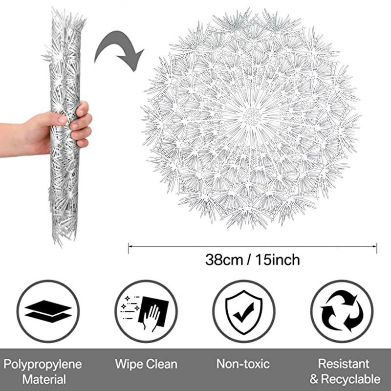 2/4PCS Dandelion Placemat for Dining Table PVC Plastic Hollow Coaster Table Bowl Mats Set Holiday Party Home Decor Wedding Party