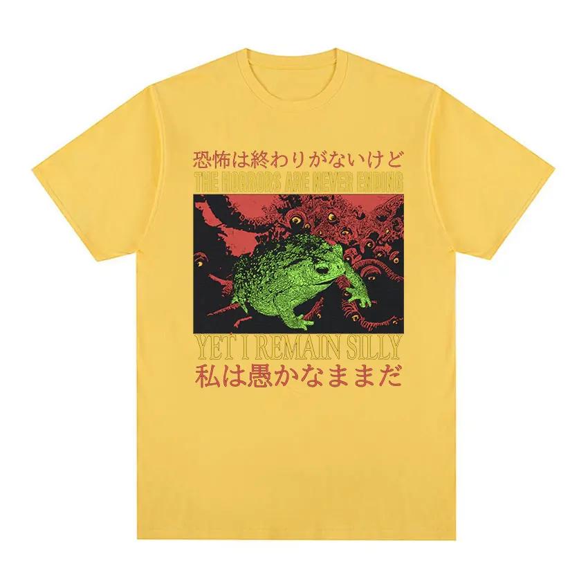 Japonské Horory Žába Retro Vzor Tričko Dámské Ležérní Módní Tričko s Krátkým Rukávem Unisex Extra Velké Tričko