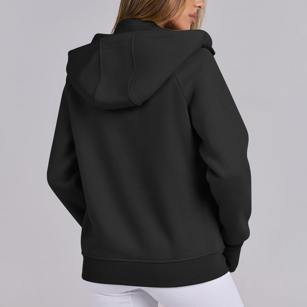 Hanorace cu fermoar pentru femei, jachete din lână, bluze cu mânecă lungă, buzunare, modă casual de toamnă, ținute preppy, haine