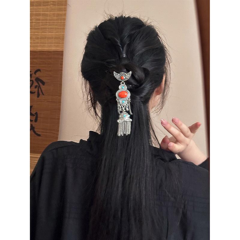 

Полумесяц смола круглый колокольчик бахрома заколка-автомат боковая высокочувственный модный этнический стиль зажим-уточка новые аксессуары для волос женщины