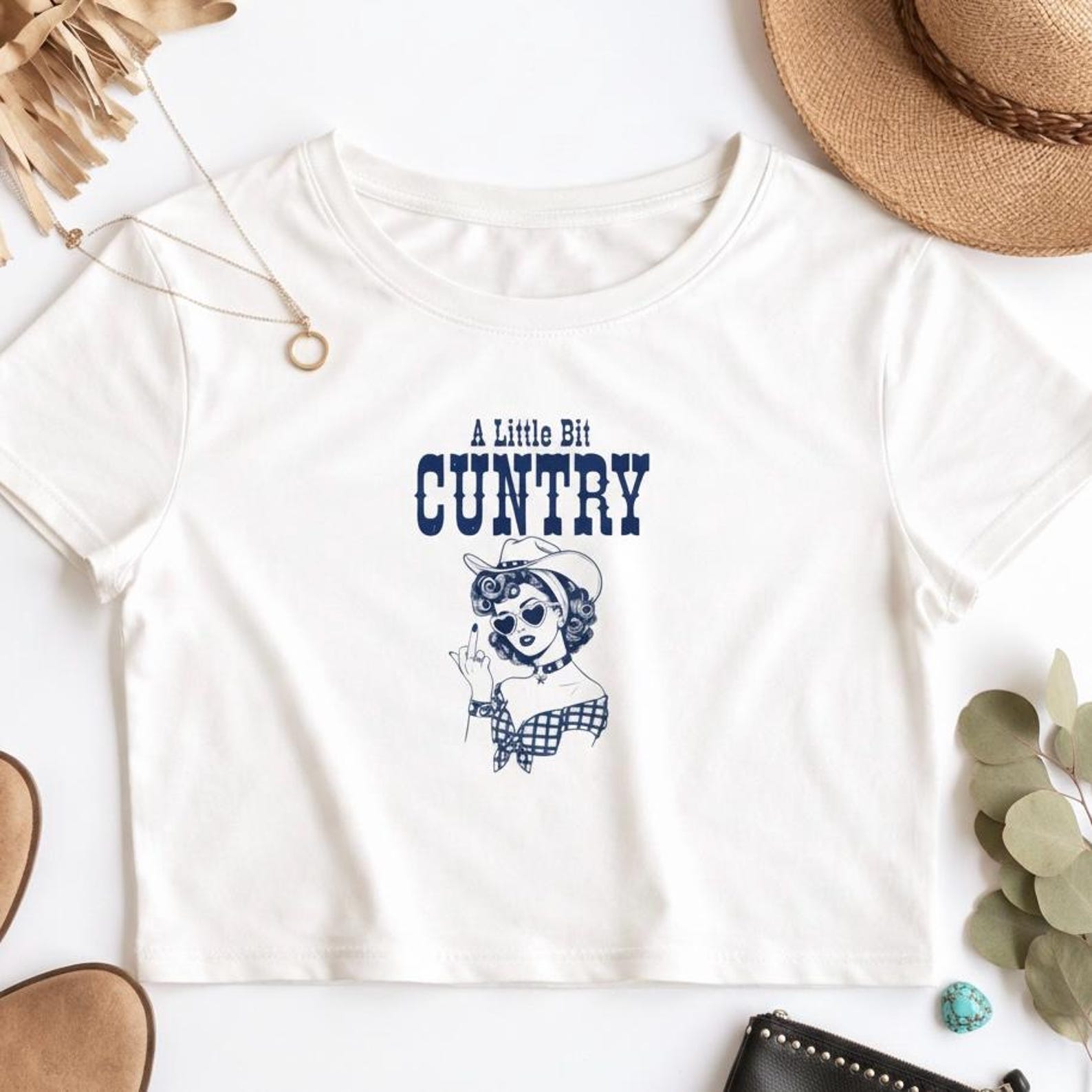A Little Bit Cuntry Cropped Baby Tshirt, Country Shirt, Country Concert T-shirt, Western Womens Rodeo Tee, Cowgirl Aesthetic 4XL
