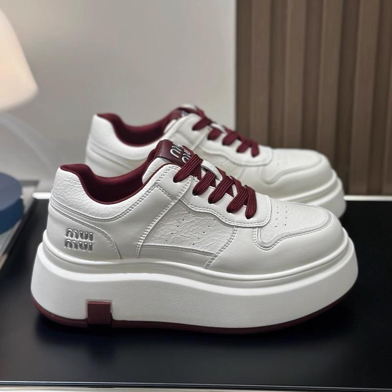 Platform white shoes women's shoes new versatile sports casual shoes heightening lace-up lace-up board shoes