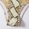 Snake Skin Print Two Ruched Wrap Women Crop Up Bikini Push Front Swimwear Female Bathers Bathing Swimming Swim Suit Tankinis Set