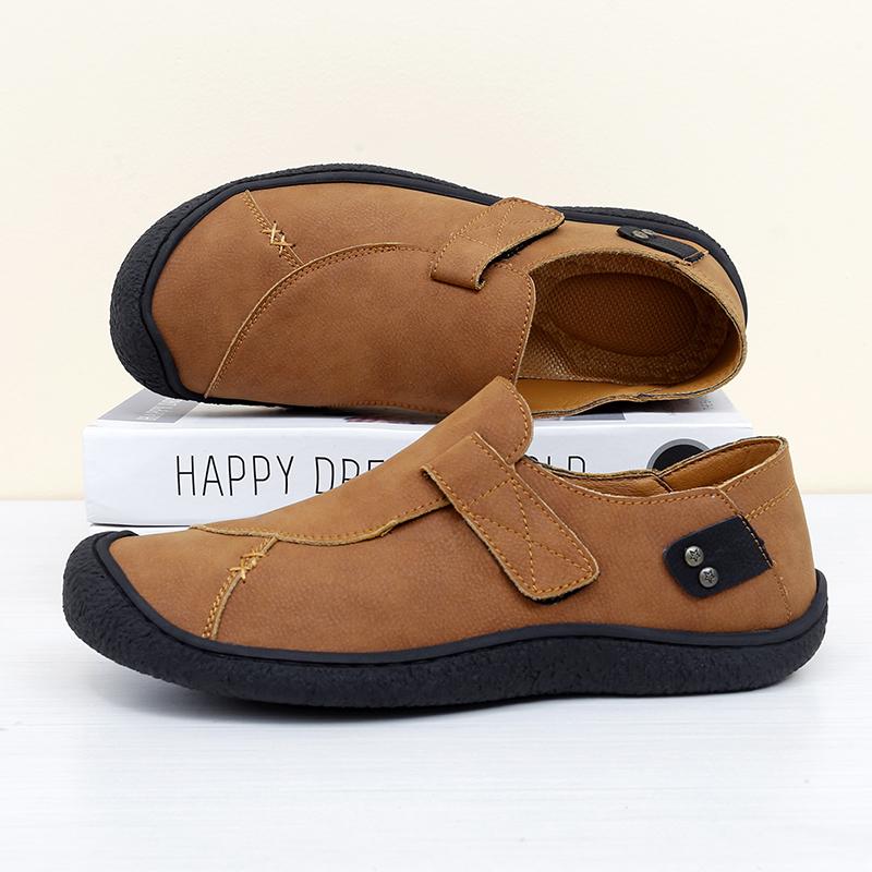 Genuine Leather Mens Walking Shoes Fashion Handmade Man Casual Driving Shoes Vintage Style Male Hiking Footwear Outdoor Loafers