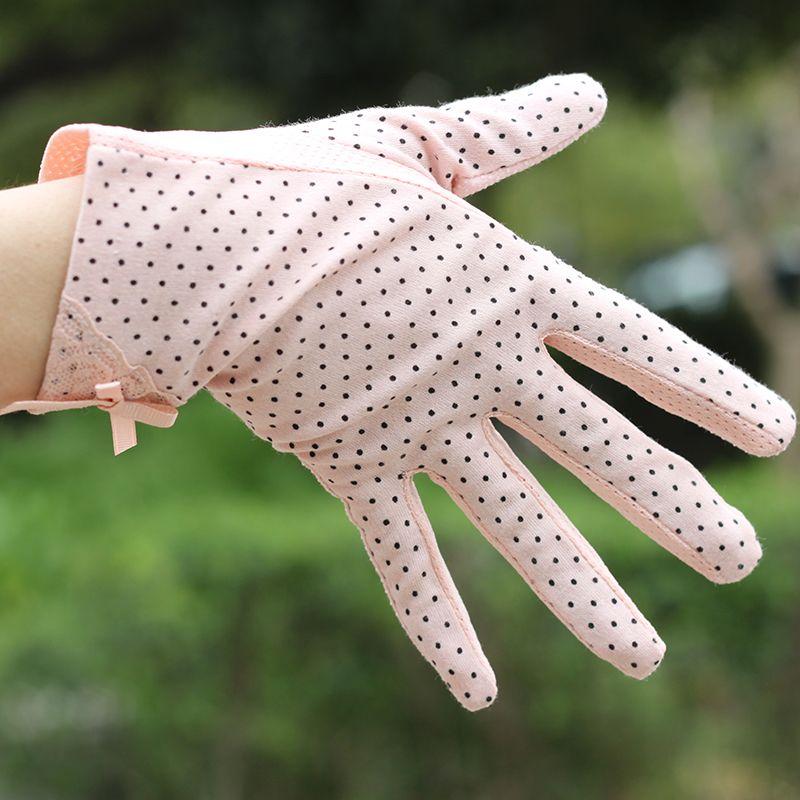 

Summer Women s Short Floral Fresh Cotton Sun Protection Gloves A2 Lace light powder One size