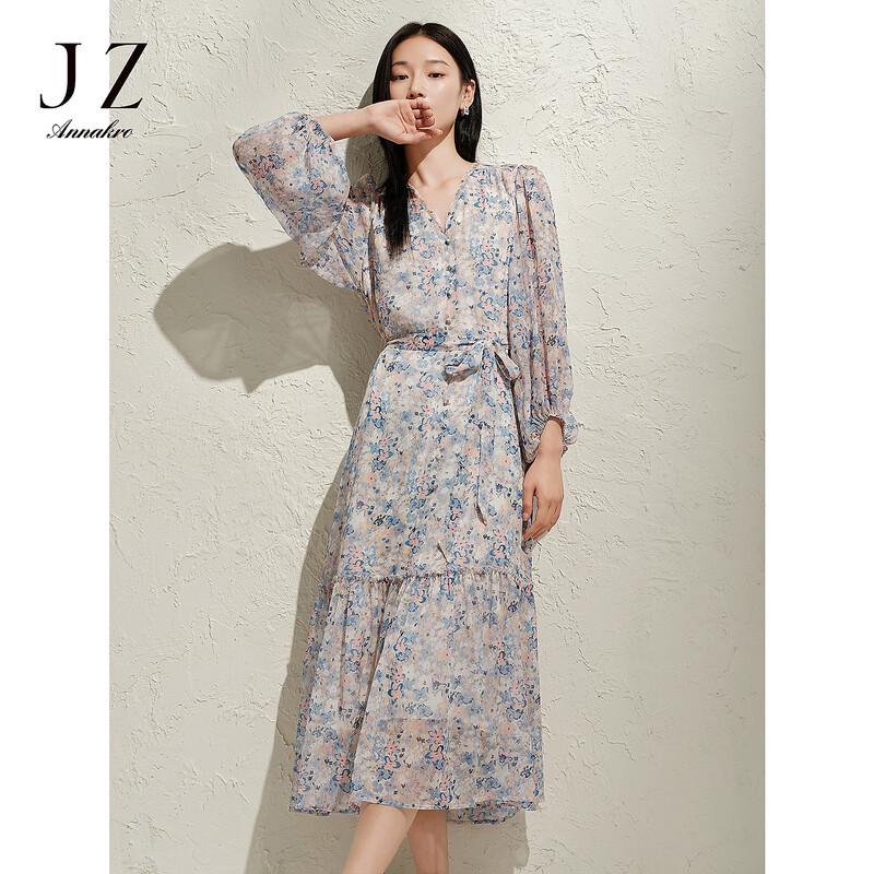 

JZ Annakou Elegant Hand-Painted Floral Chiffon A-Line Dress XL