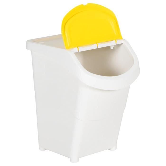 Poubelles empilables VIDAXL - Blanc PP 120 L - Lot de 3 avec couvercles