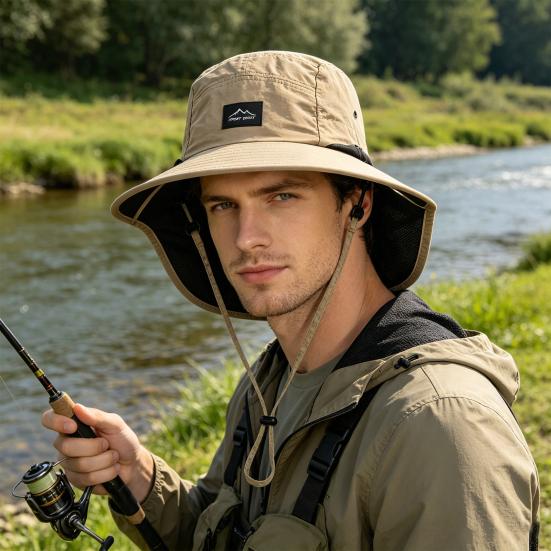 Sun Hat Adjustable Drawstring UPF 50+ Breathable Mesh Sides Quick-Dry Lightweight Collapsible Travel Hat