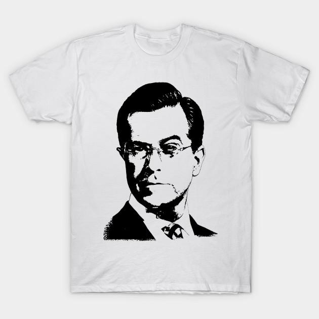 

Men Black Print T-shirt Stephen Colbert Portrait Pop Art No-Cut Transfer Paper Print Cotton Tshirt 4XL