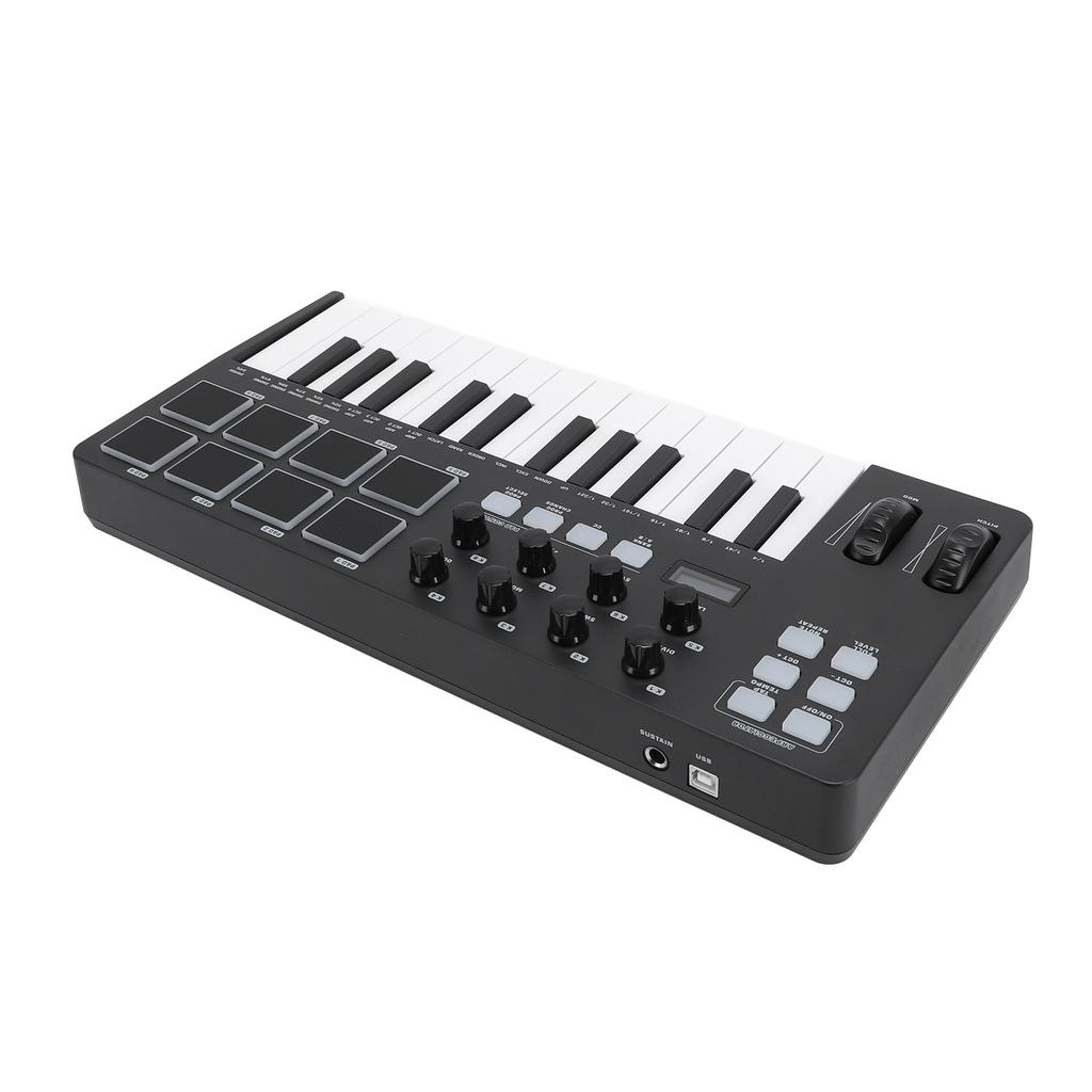 25 Key USB MIDI Keyboard Controller with DAW Integration Chord Mode Scale Mode 8 Backlit Drum Pads