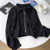 Giacca da Donna a Maglia Waffle con Zip Manica Lunga Collo a Polo Cardigan Casual Vestibilità Larga