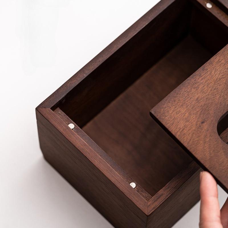 Walnut Wood Tissue Box Elegant Luxury Creative Tissue Case Rectangular Aesthetic Napkin Box Home Dining Table Storage Boxes