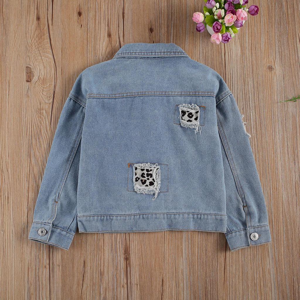 Buy Girls Denim Coat, Long Sleeve Lapel 