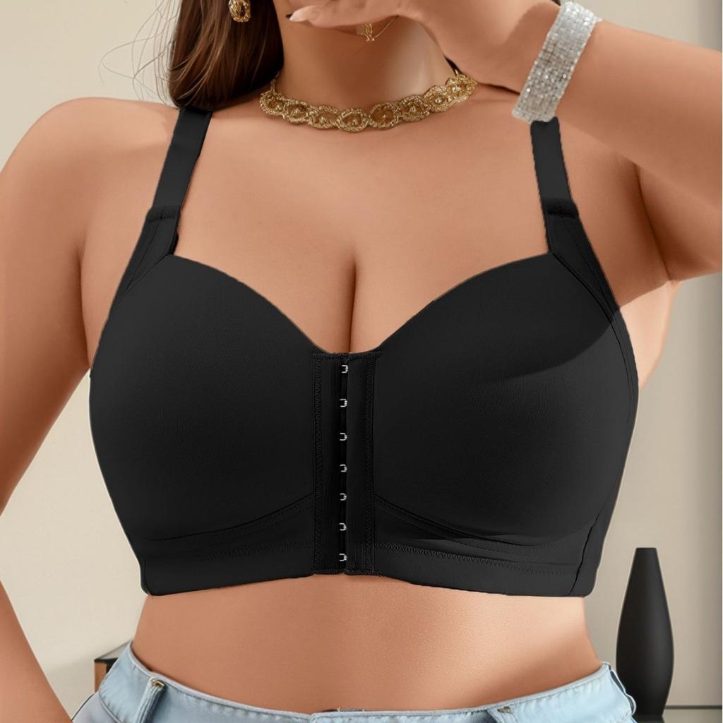 European and American Oversized Front-clasp Bra Without Steel Ring Comfortable Underwear for Running Shockproof and Gathered Beautiful Back Bra