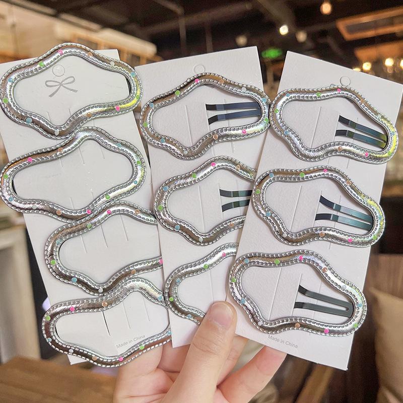 New Silver Polka Dot Cute Cartoon Duckbill Hair Clip for Messy Hair - Heart-shaped Children's Side Clip for Bangs - BB Hair Accessory
