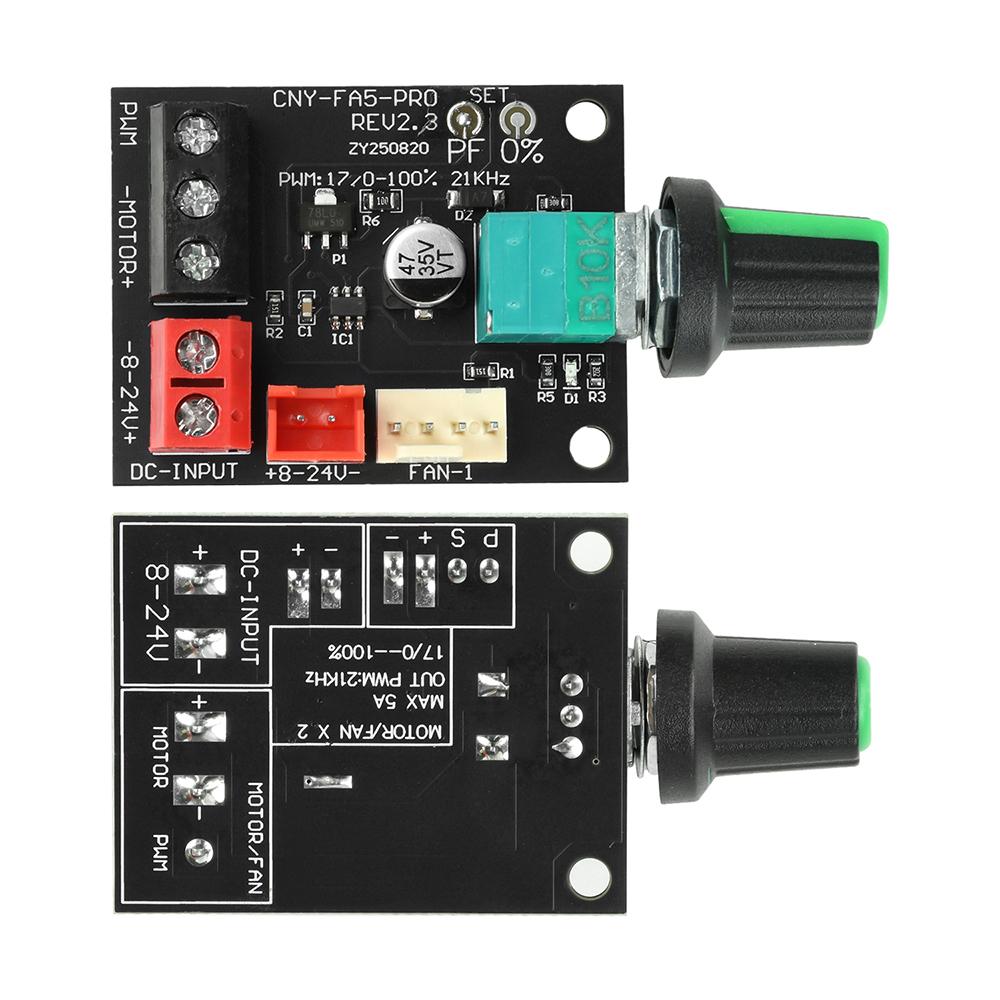 DC 8-24V 5A 4-wire Violent Fan Speed Controller Module DC Brushless Motor PWM Speed Regulator Governor with Switch