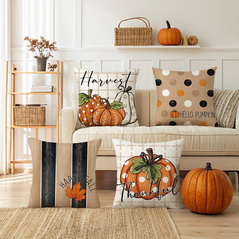 New Autumn Pumpkin Pillow Cover Polyester Printed Home Sofa Cushion Cover Bedroom Cushion Cover