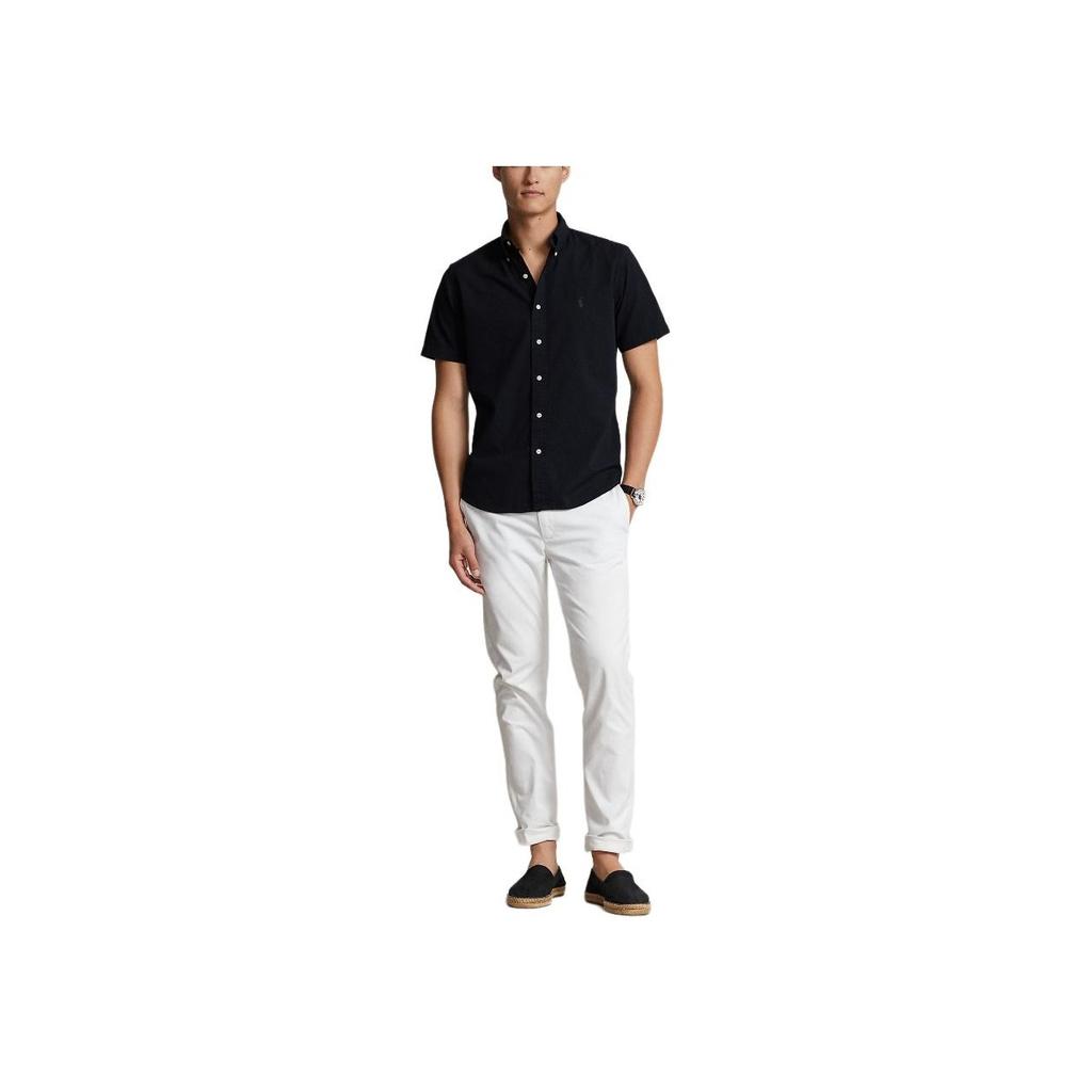 Polo Ralph Lauren Solid Color Pony Embroidered Loose Fit Short Sleeve Shirt Men Shirts Black MNPOWOV1N820745-001