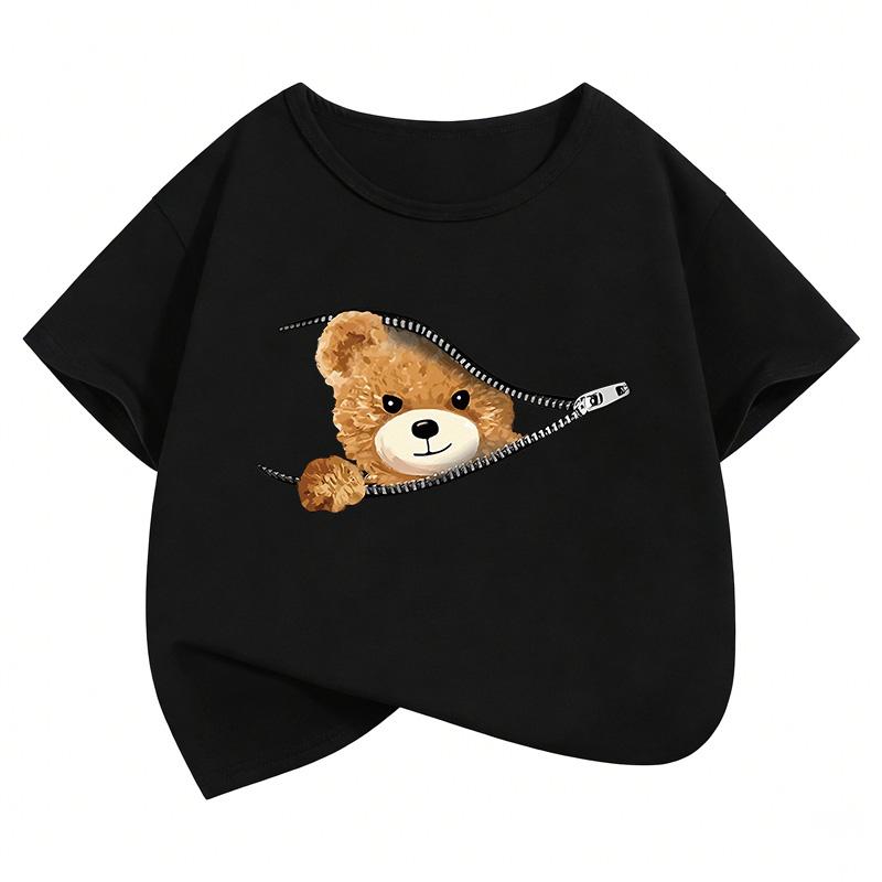 Short Sleeve Fashion Bear Funny Y2k T Shirts Manga Kids Childrens Tshirt Boys Girls Summer Spring Casual Top Tee Shirt