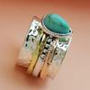 Vintage Imitation Turquoise Ring, Water Drop Three-Color Ring, Domineering Bohemian Ring.