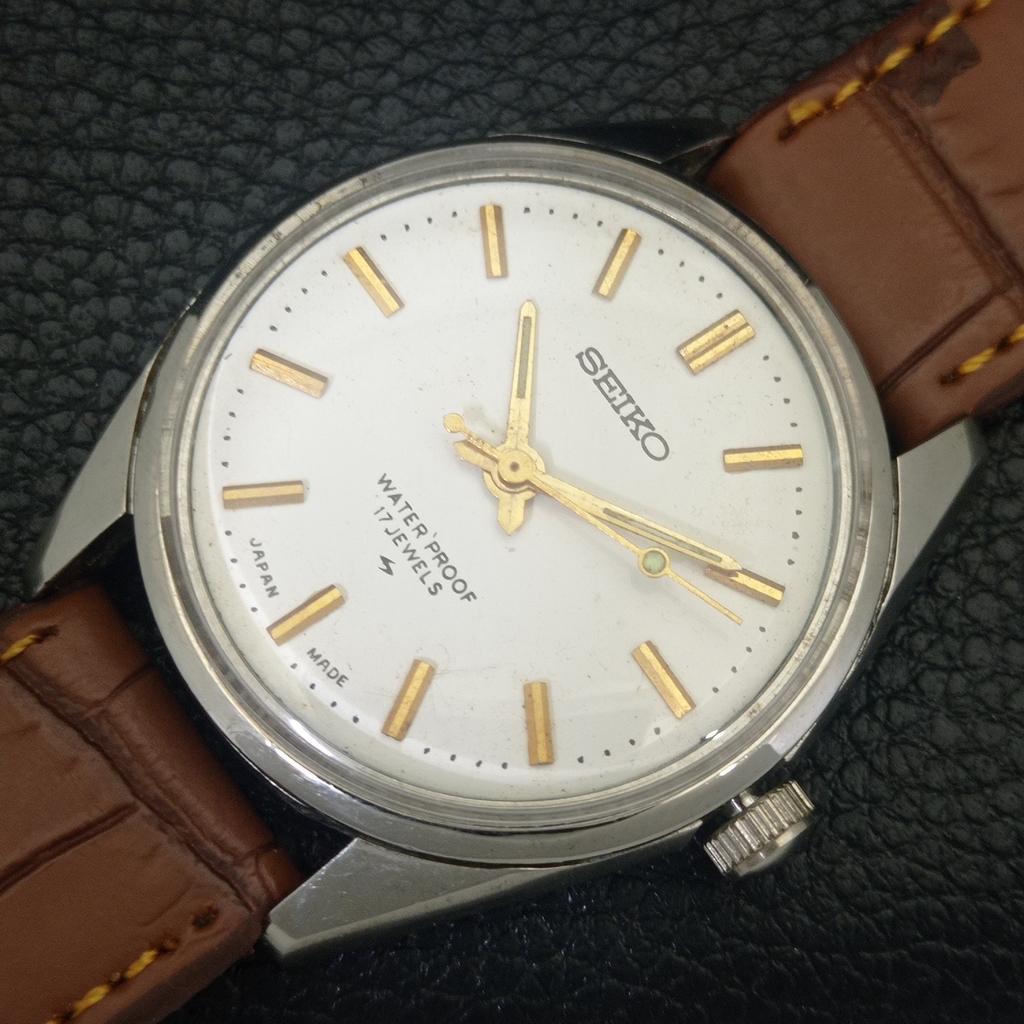 VINTAGE SEIKO HAND-WINDING 66B JAPAN MENS WHITE COLOR DIAL WATCH a703921-1 R213g-a703921